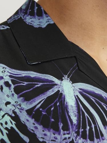 JACK & JONES Herren Jcojeff AOP Resort Shirt Ss Relax Kurzarmhemd, Black/AOP:Butterfly AOP, M – Ansicht 5