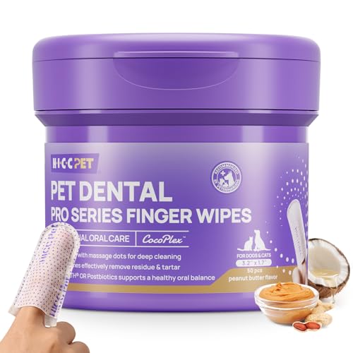 HICC PET Pro Dog Teeth Cleaning Wipes, Vet-Recommended Finger Toothbrush for...