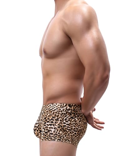 iKingksy Men's Leopard Boxer Briefs Pouch Trunk Underwear Low Rise Mens Under Panties3