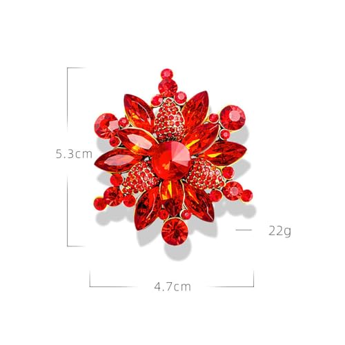 Image of Rhinestone Flower Brooch - Red /Yellow /Blue /Green Crystal - Big Large Wedding Ball Birthday Party Elegant Clothing Hat Bag Accessories Jewelry for Women