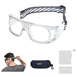 Sports Goggles Glasses Men Racquetball Basketball Football Eyewear Protective Glasses Shock Collision Lens Replaceable (Grey Frame White Pad) (8068)