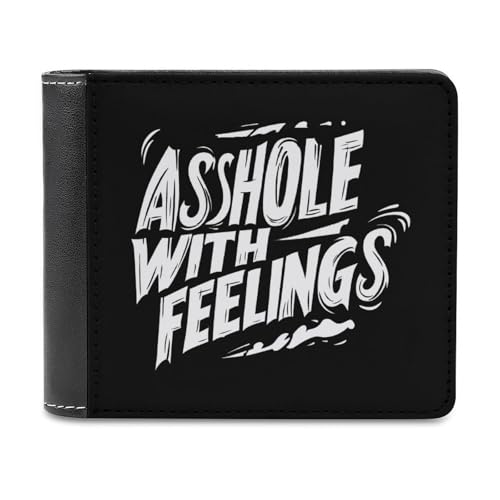 Asshole with Feelings Leather Wallets for Men Slim Bifold Purse Clutch with 6 Credit Card Pockets