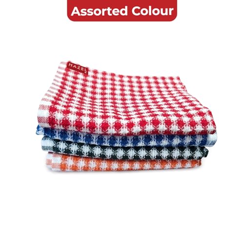 Image of HAZEL Kitchen Cleaning Cloth Set of 4 | Cotton Polyester Waffle Weave Towels for Cleaning, Wiping & Drying 30x50 cm | Reusable Kitchen Napkins