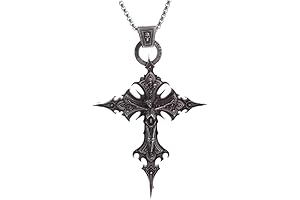 Vintage Gothic Cross Pendant Skull Necklace with Knife