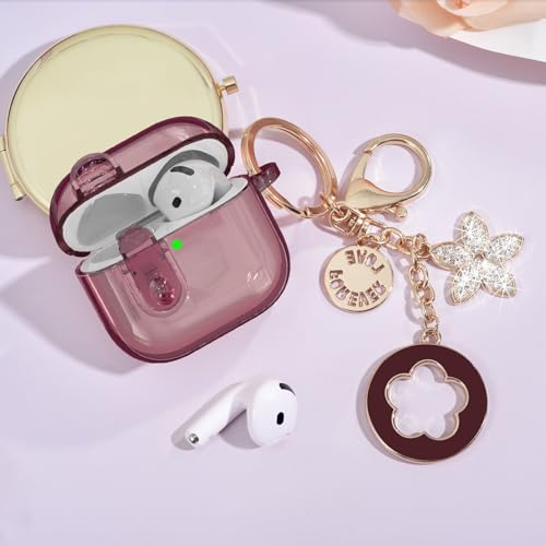 Image of (with Safety Lock) Clear Case Compatible with Cute Apple Airpods 4 Cases 2024 Women, VISOOM Soft TPU Transparency Air pods 4 Gen Case iPods 4 Earbuds Case Girl Bling Keychain for Airpod iPod 4th Gen