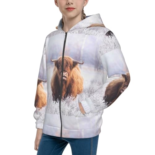Yak Kid Hoodies Boys Zip Up Sweatshirts Girls Pullover with Pocket