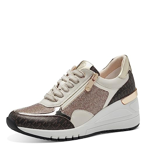 MARCO TOZZI Damen Wedge Sneaker Freizeit mit Keilabsatz, Beige...
