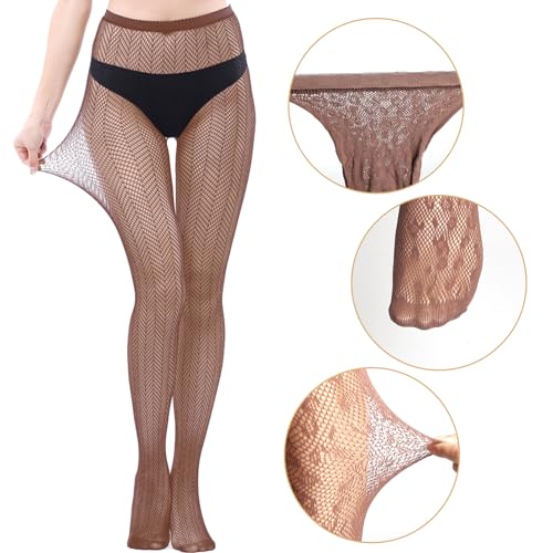 HOVEOX 6 Pairs Lace Patterned Tights Fishnet Floral Stockings Small Hole Pattern Leggings Tights Net Pantyhose
