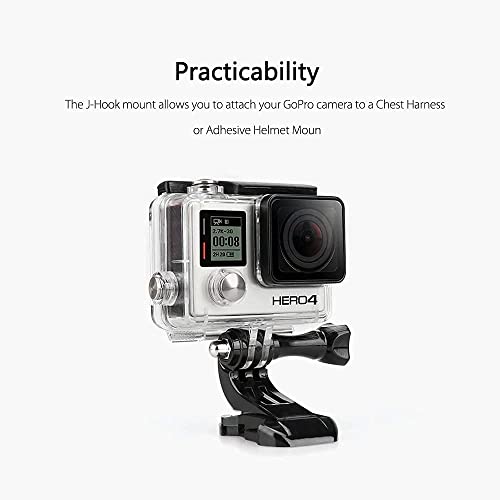 Image of TECHONTO J Hook Buckle Mount for Vertical Surface, Compatible for All GoPro Max /GoPro Hero 8 7 6 5 4 3+ 3 HD and Other Action Cameras (Black)
