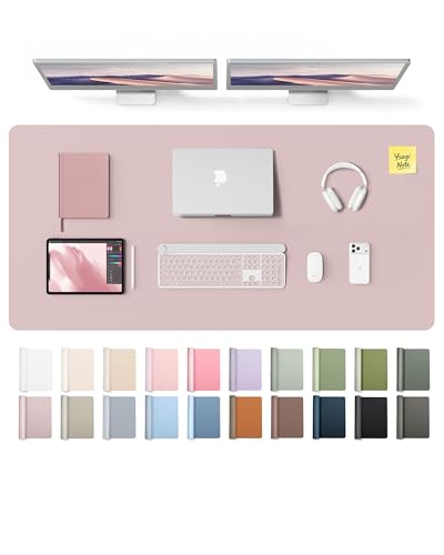 Image of YSAGi Leather Desk Pad Protector, Office Desk Mat, Large Mouse Pad, Non-Slip PU Leather Desk Blotter, Laptop Desk Pad, Waterproof Desk Writing Pad for Office and Home (Grayish Lavender,55 inch x 24 inch)