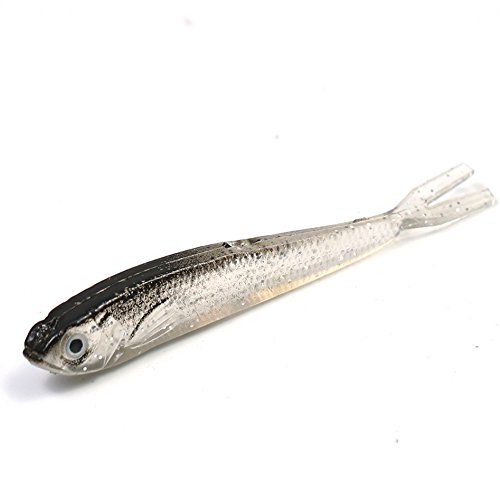 Esche in silicone, a forma di pesce, con occhi tridimensionali, per pesca richiamo, morbido, 10 pezzi