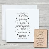 NEWSTAMPS Stempel Lache jeden Tag Motivstempel groß aus Holz & Gummi zum Karten basteln, Holzstempel, Sprüche, Spruchstempel, Textstempel, Schrift, Scrapbook, Textilstempel, Deko