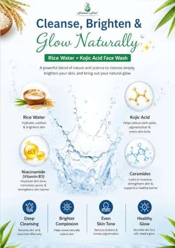 Image of Nature's Mist Rice Water + Kojic Acid Brightening Face Wash 100ml, Pack of 3 | Brightens Skin Tone | Helps Reduce Dark Spots | Evens Skin Tone | Strengthens Barrier | Hydrates & Nourishes