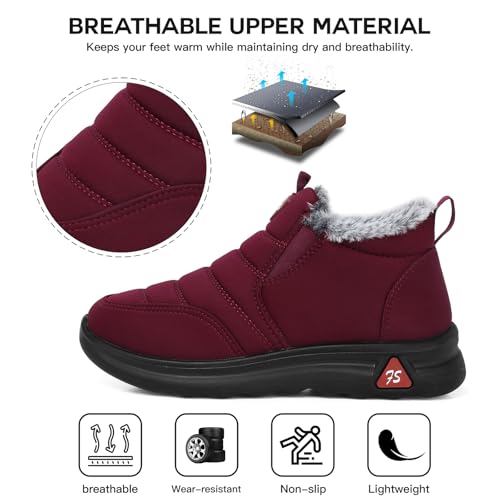 Image of SHIBEVER Winter Boots for Women Warm: Comfortable Slip on Ankle Snow Boots