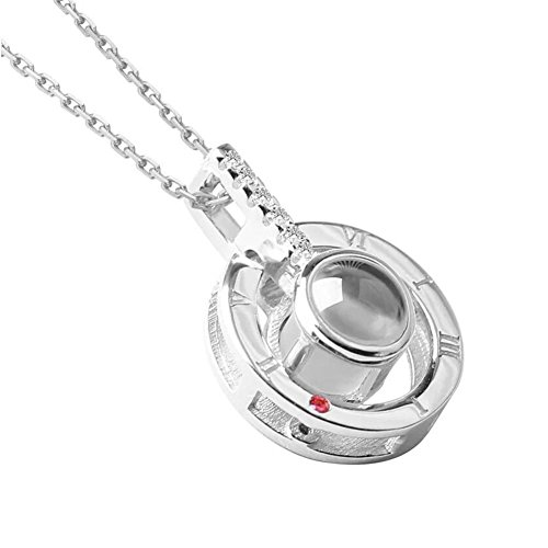 RoseSummer I Love You Necklace 100 Languages Charm Beads Necklace Memory of Love Valentine Gifts (Sliver)