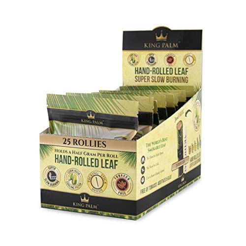 King Palm ROLLIES Size Natural Pre Rolls Palm Leafs (Display - 8 Packs of 25, 200 Rolls Total) Pre Rolled Cones - All Natural Cones - Corn Husk Filter - Preroll Cones - Prerolled Cones with Filter