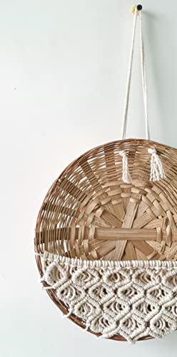 Image of Zippy Flora Tulip Macrame Cotton Basket for Decor, 11 Inch Diameter (Off-White) | Handmade Decorative Storage Basket | Stylish Organizer for Home, Living Room, Bedroom & Table Decor