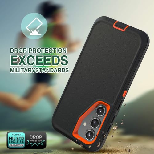 Image of Case for Galaxy S24 Plus, Heavy-Duty Tough Rugged Shockproof Drop Protective Cover Cases for Samsung Galaxy S24 Plus, Black+Orange
