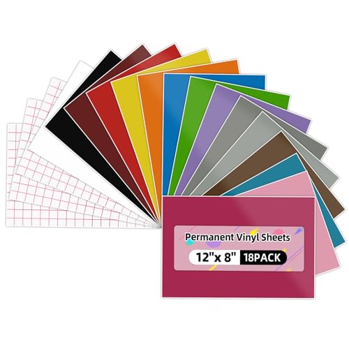Lya Vinyl Permanent Vinyl Sheets- 18 Pack 12" x 8" Self Adhesive Vinyl Sheets Bundle for Home Decor, Window, Mug - Vinyl for Cricut Joy Machine,