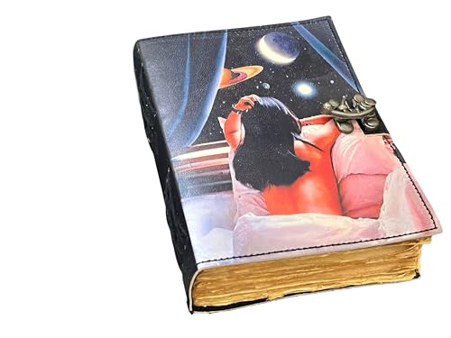 Livre des Ombres cuir grimoire cosmique haut de gamme fait main à fermoir