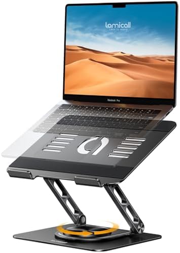 Lamicall Adjustable Laptop Stand for Desk - 360 Rotating Base Erg...