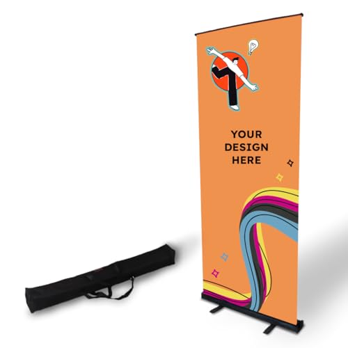 Copykrea - Roll up personnalisé | Présentoir publicitaire enroulable avec impression incluse de 85 x 200 cm | Vinyle en polypropylène opaque avec structure...