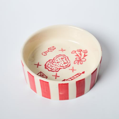Image of Small Bowl - Sweet Surprise | Dishwasher Microwave Safe | Adorable Ceramic Bowl | Cute Valentine Heart Printed Patterned Dessert /Breakfast /Soup /Ice Cream Small Bowl (Multicolour 3)