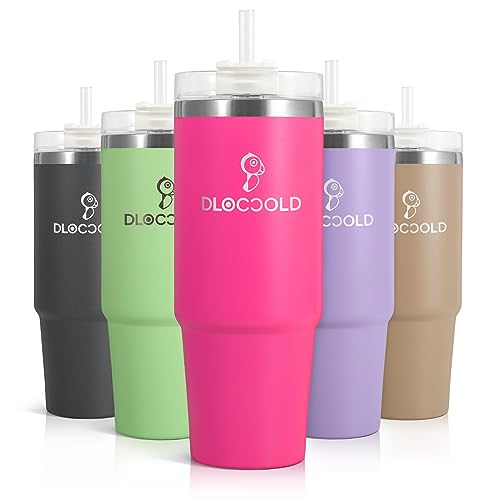 DLOCCOLD 30 oz Straw Tumbler, Stainless Steel Double Wall Insulated Tumbler with Straw & Lid, Reusable Coffee Tumbler, Modern Drinking Cup for Home, Office, Car, Travel Metal Water Mug, Keep Cold/Hot