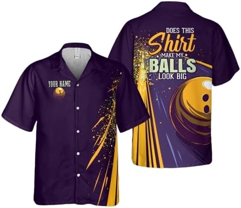 Personalized Retro Bowling Hawaiian Shirt Bowling Team Shirt Button Down Bowling Gift for Bowler Vintage Style