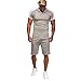 Produktbild Sonojie Herren Short-Jogginganzug Trainingsanzug Shortanzug Sportanzug Short T-Shirt, Rundhalsanzug, Sommer gestreifter lässiger Kurzarm-Sportanzug Training Kleidung Set
