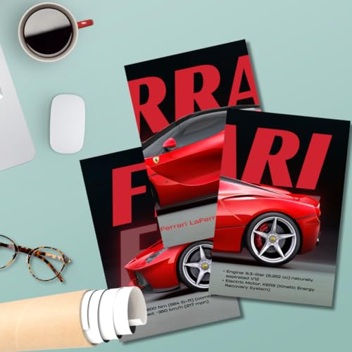 Image of Good Hope Ferrari car Poster | 3-Piece Split Car Posters | Car Poster For Wall Art Decoration | Gift for Boys | A4 Size | Posters for Wall, Bedroom, living Room Decor For Home & office