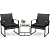 Murago 3 Piece Wicker Patio Bistro Set, Rattan Conversation Set with Coffee Table, for Balcony, Porch, Garden, Yard, Poolside, Black Frame with Black Cushion