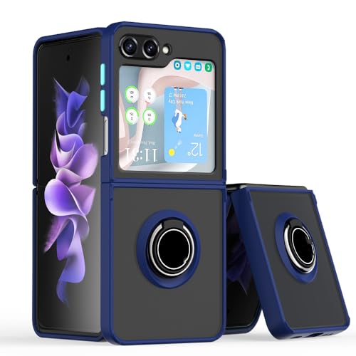 Protection Samsung Galaxy Z Flip 5 anneau de luxe pour support voiture bleu