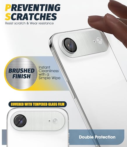 Image of PreCure (2 Pack) Camera Lens Protector Compatible with iPhone 17 Air, Premium Brushed Aluminum Alloy Frame + Tempered Glass, Precise Camera Cutouts, Anti-Scratch, Ultra HD Clarity - Silver
