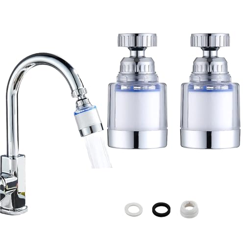 2 Pack Water Faucet Filters,Tap Water Filter for UK Taps Hard Water,Faucet Water Purifier to Remove Fluorinated Chlorine Heavy Metal Hard Water in Home Kitchen and Bathroom,360° Swivel