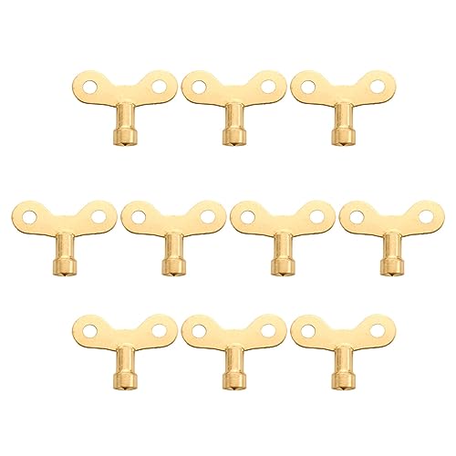 Pokinge Lot de 10 clés carrées en laiton pour robinet d'eau - Trou de 6 mm - Multifonctions - En laiton massif - Pour radiateur, plomberie - Accessoires de robinet d'eau