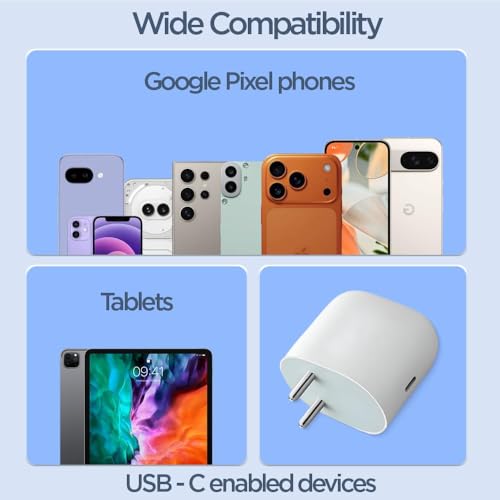 Image of 45W USB C Fast Charger Adapter for Google Pixel 10 /9 /8 /7 /6 Series & Other Type C Devices | PD Super Fast Charging | BIS Certified