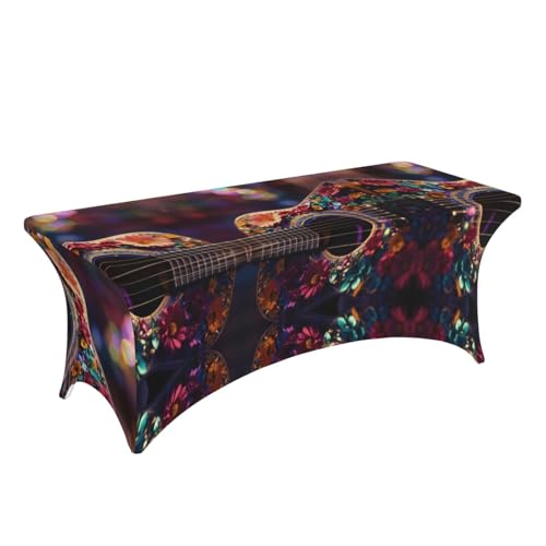 Housse de table rectangulaire extensible 1m80 imprimé guitares EdWal - 4