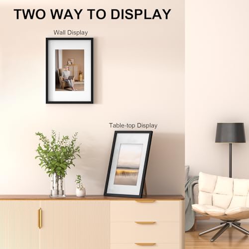 LVAOUO 8x10 Picture Frames, Wooden 8x10in Photo Frame 20.3x25.4 cm, Versatile 8x10 Frame Black, Display, Landscape or Portrait Orientation-with Plexiglass and Stand, Wall-Mount & Desk - Image 2