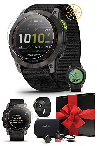 Garmin Enduro 2 Ultraperformance Gps Watch | Gift Box Bundle With Playbetter Screen Protectors, Car/Wall Adapters, & Case | Endurance Smartwatch With Long-Lasting Battery Life, Solar Charging, & Maps #TOP24
