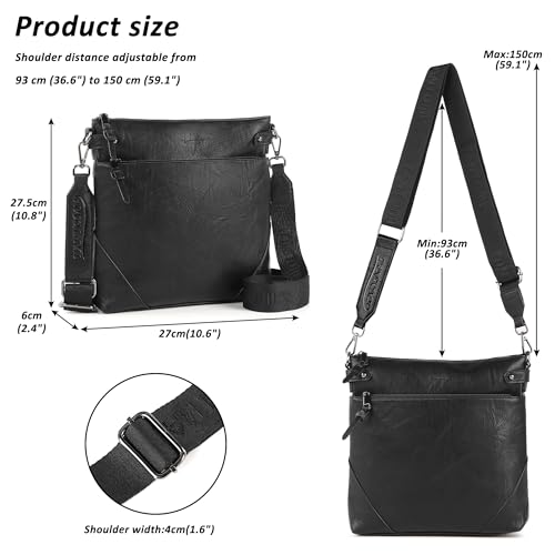 Image of TANTOMI Crossbody Bags for Women, PU Leather Hobo Purse Shoulder Handbags | Adjustable Wide Strap, Multi Pockets, Roomy, Lightweight, Versatile for Everyday or Travel