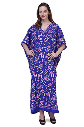 Miss Lavish Longue Caftan pour Femme Été Robe Vêtements de Nuit Élégant et Glamour Kimono-Taille Unique, Bleu - Cadeaux de Vacances Cover