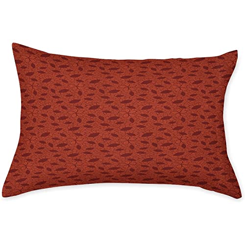 Decorative Bedding Sheet Set Queen Size, Burnt Orange Deep Pockets Fitted Sheet & 2 Pillowcases Set(No Flat Sheet), Leafage Pattern Victorian Lace Flower Petals Print Microfiber 3Pc Bed Sheets Set #TOP2