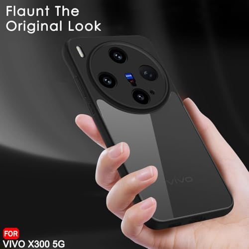 Image of TheGiftKart Hybrid Shockproof Back Cover Case for Vivo X300 5G | Hard Back Cover Case for Vivo X300 5G (PC & TPU, Translucent Smoke Matte Back, Black Sides)