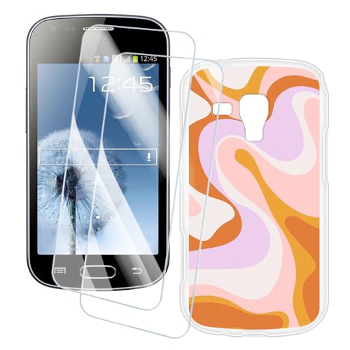 OAGELIM 2 Piezas Protector de Pantalla + Funda Compatible con Samsung Galaxy Trend S Duos S7562 (4 Pulgada) Funda Impresión Artística Personalizada y Cristal Templado (Textura)