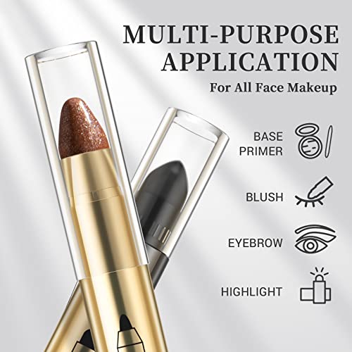 3 Colors Cream Glitter Eyeshadow Stick Set With Smudge Proof Eye Shadow Base And Soft Brush Waterproof Shimmer And Matte (3 Colors/Set) #TOP3