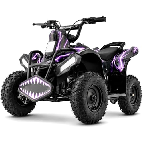 HOVER HEART 40cc Shark Kids Gas Four Wheelers for Age 6+, 4-Stroke Gas Powered ATV, Kid 4 Wheeler with 15 MPH Max, All Terrain and 165 lbs Capacity, Disc Brakes, Dual Suspension, Reflective Panels