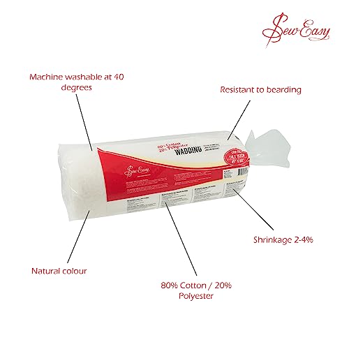 Miniatura 3 de Sew Easy Acolchado Guata De Guata 80 Algodón 20 Poliéster Lavable Tamaño De Cuna 114,3 X 152,4 Cm 45 X 60