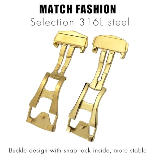 18mm 20mm Pointed Deployment Watch Buckle For Omega Rubber Leather Strap Black Rose Gold Stainless Steel Butterfly Clasp4