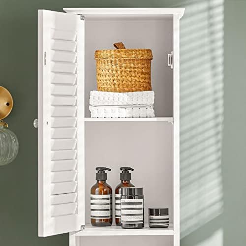 SoBuy FRG236-W, Bathroom Tall Cabinet Bathroom Storage Cabinet with 2 Shutter Doors and 1 Drawer, H170cm, White